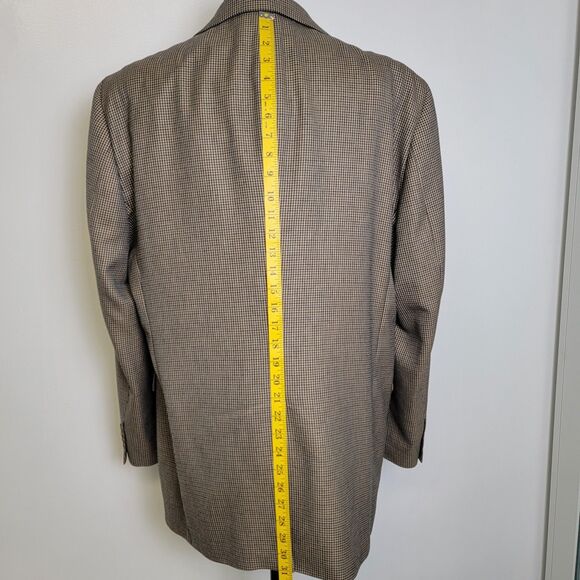 Arnold Brant Mens Tan/Black/Blue Houndstooth 100% Cashmere Blazer Jacket 44R - Picture 9 of 16